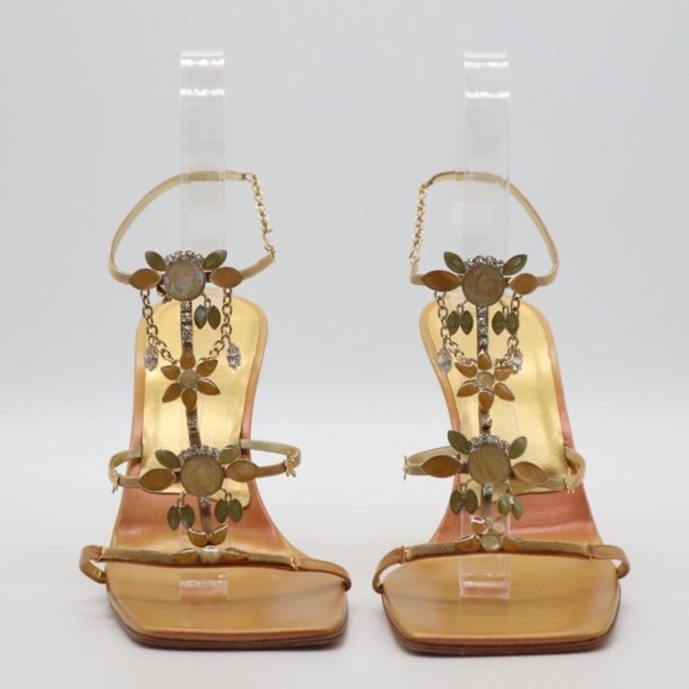 Giuseppe Zanotti Design Vintage Greek Chain Crystal Sunset Ombré Sandals 7 1/2